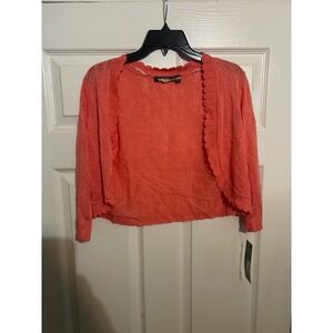 Elementz Petite Coral Open Front Knit Cardigan Sweater PM Made‎ in USA